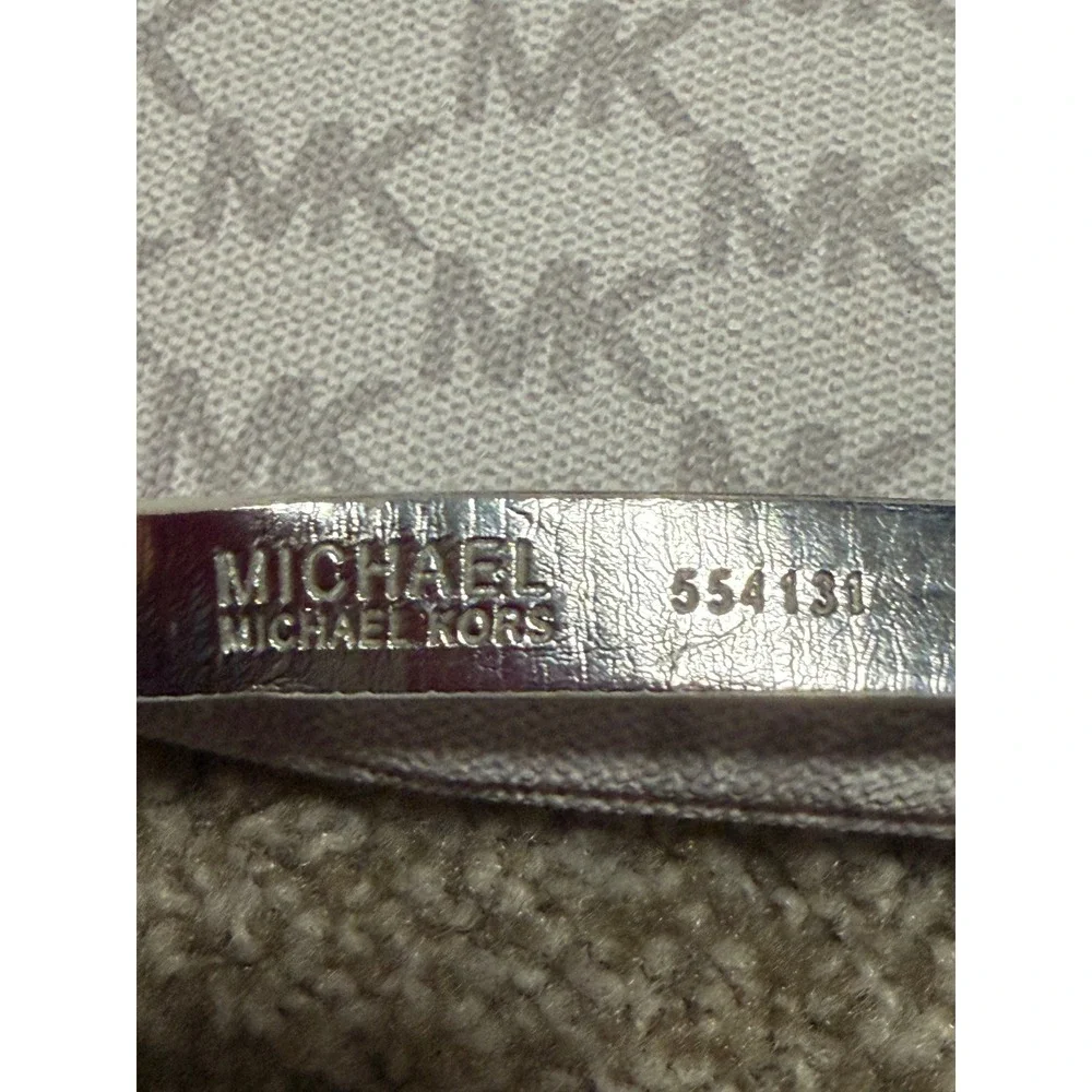 Michael Kors White Signature Logo Belt Bag Fanny Pack Silver
